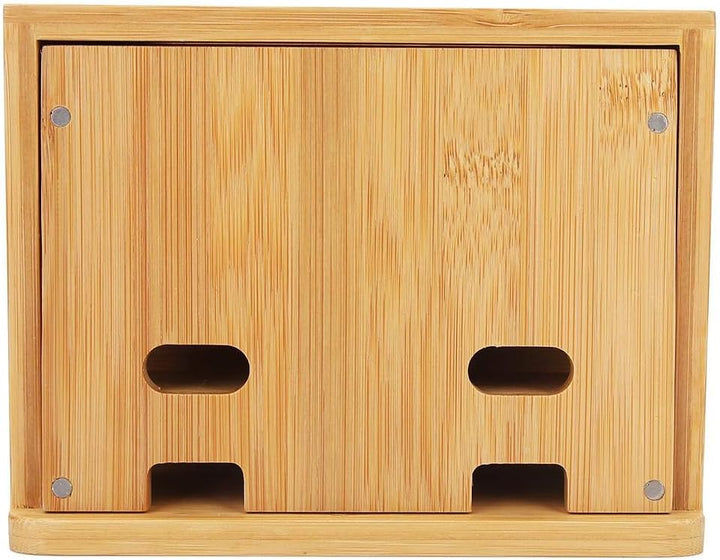 Fdit Bamboo Multi-Device Stand, Ladestation für mehrere Geräte, Ladestation Telefon Tablet Cord Orga