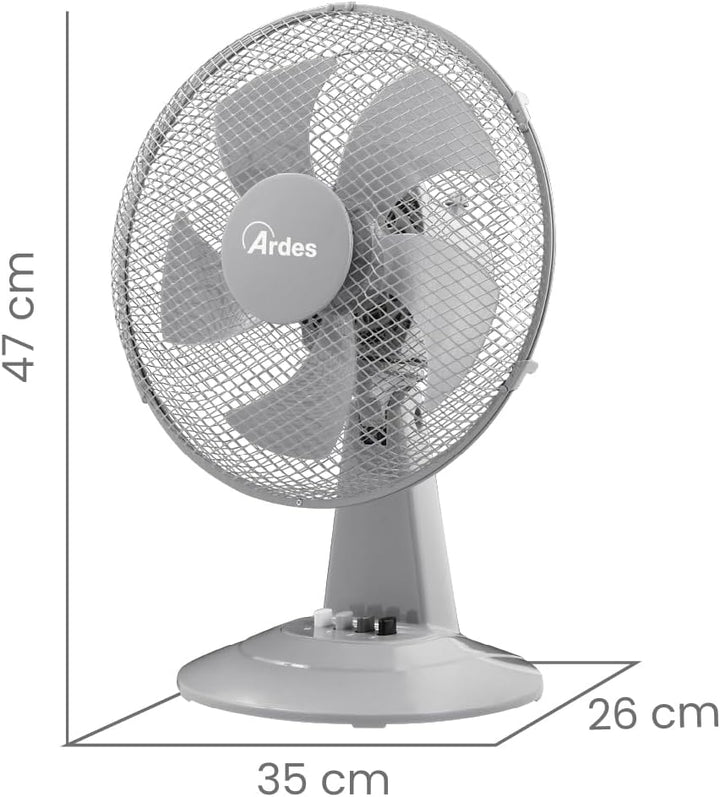 Ardes - AR5ST30G Tischventilator STEELO 30G 5 Flügel - 30 cm Oszillierende Schaufel mit verstellbare