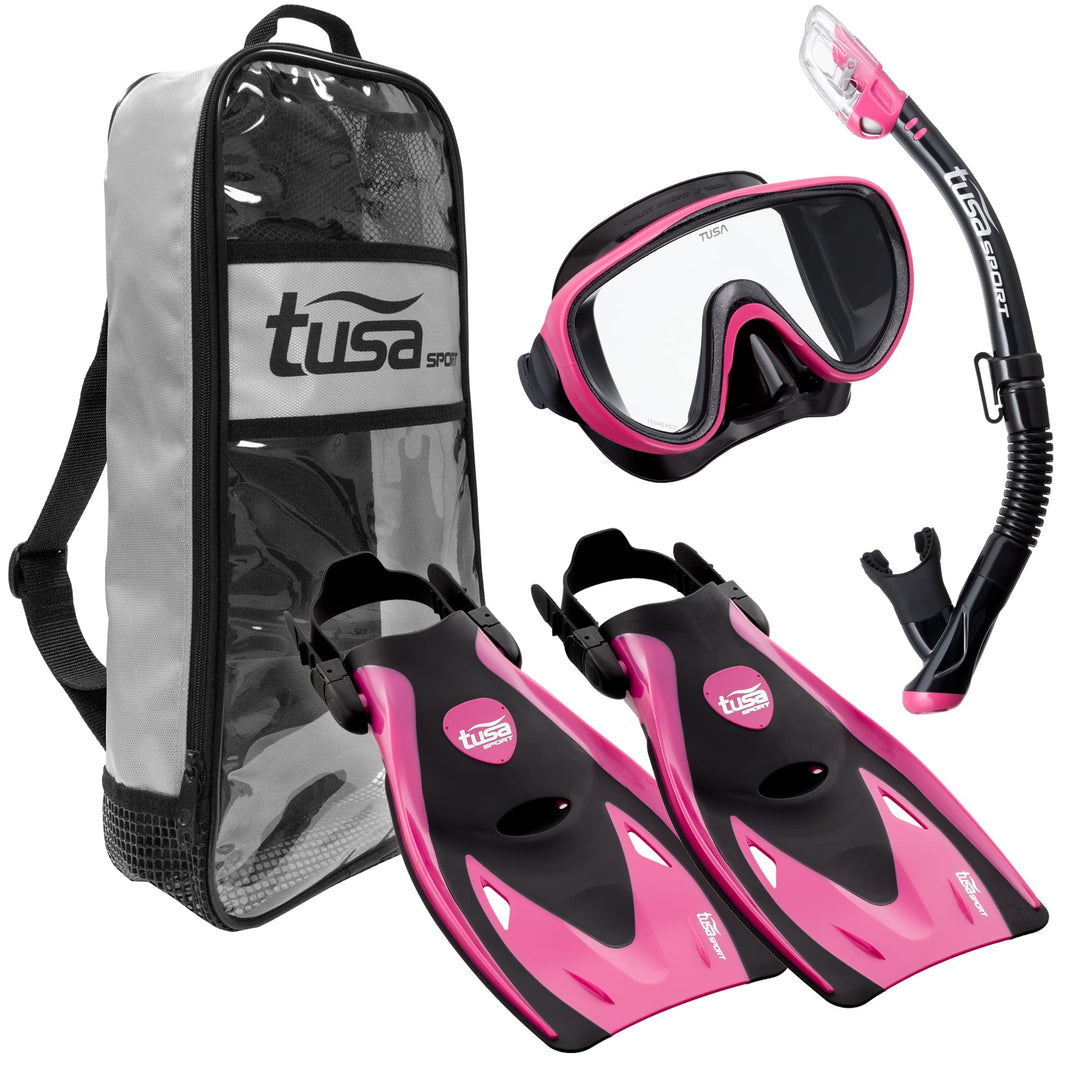 Tusa damen tauch-set Serene Maske ventil-schnorchel kurzen flossen schwarz / pink