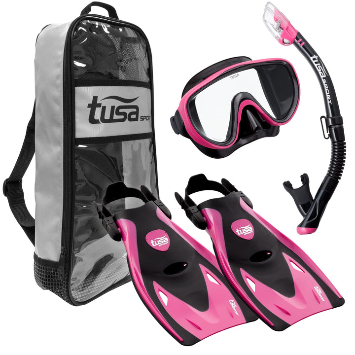 Tusa damen tauch-set Serene Maske ventil-schnorchel kurzen flossen schwarz / pink