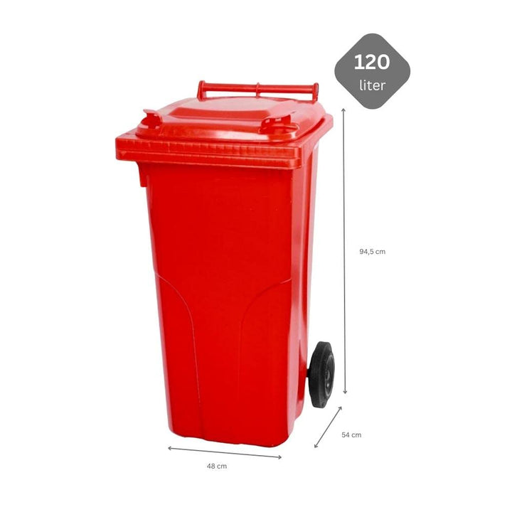 PROREGAL 2-Rad-Mülltonne MGB | HDPE-Kunststoff | HxBxT 94,5x48x54cm | Fassungsvermögen 120 Liter | R