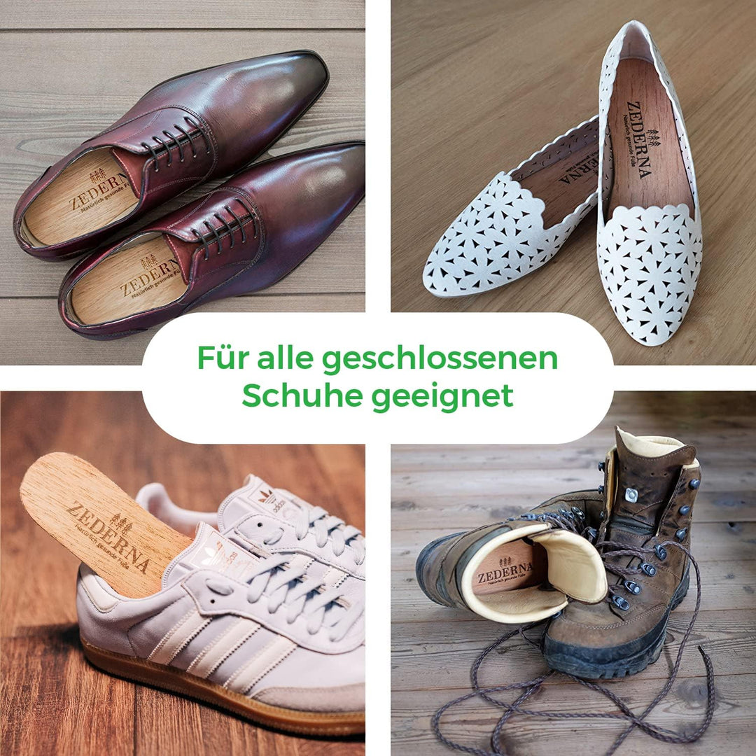Zederna® 3 Paar Zedernholz Schuheinlagen Schweissfüsse, Einlegesohlen Herren & Damen gegen Fusspilz.