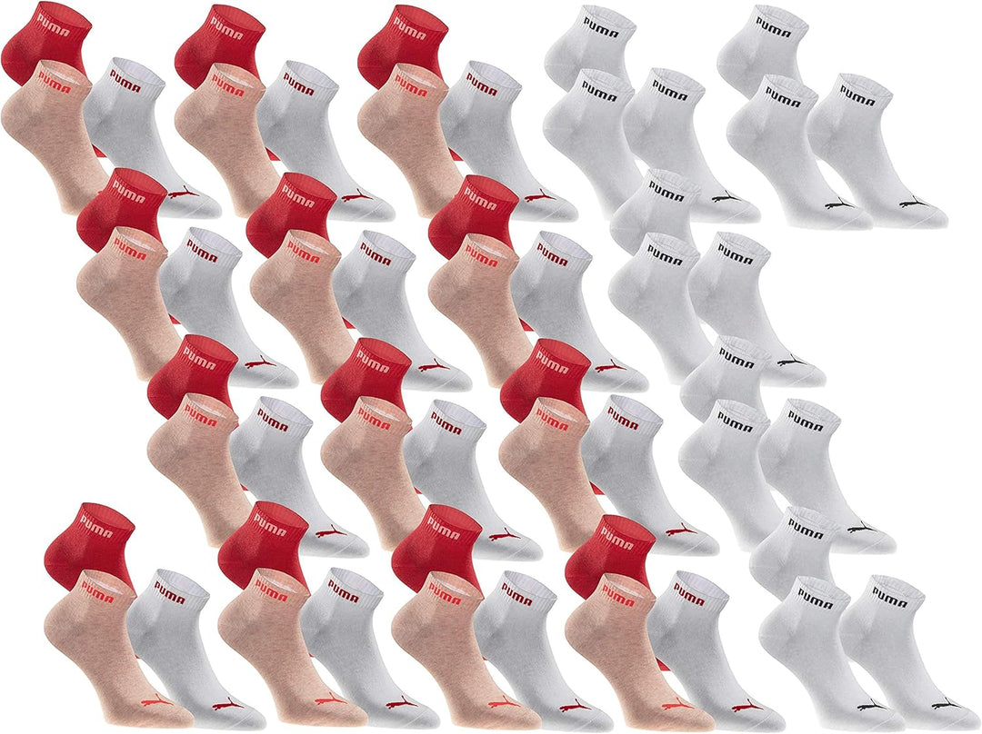PUMA Quartersocken 18 Paar Pack Statement Edition - Damen und Herren 39-42 White Peach, 39-42 White