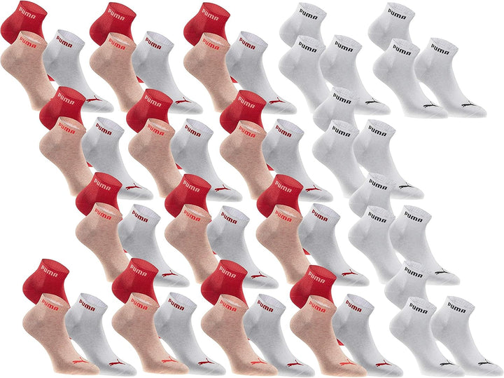 PUMA Quartersocken 18 Paar Pack Statement Edition - Damen und Herren 39-42 White Peach, 39-42 White