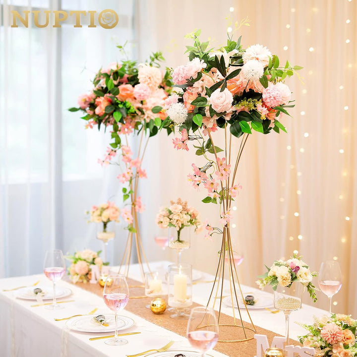 Nuptio 10 Stück Gold Hochzeit Mittelstücke Tischvase, 79cm Hoch Metall Trompete Vase, Strasse Führen