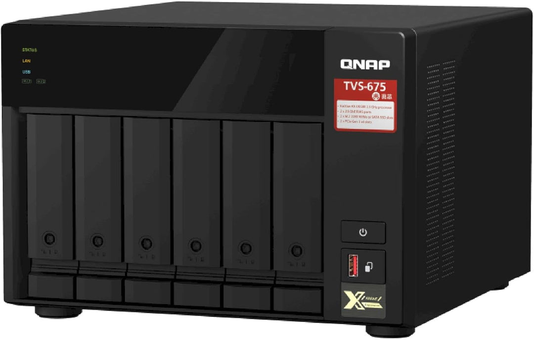Qnap TVS-675-8G 6 Bay 2,5 GHz 8GB 2 X 2,5GBE / 8 GB SODIMM DDR4 / max 64GB (2 x 32 GB) / 2 x M.2 228