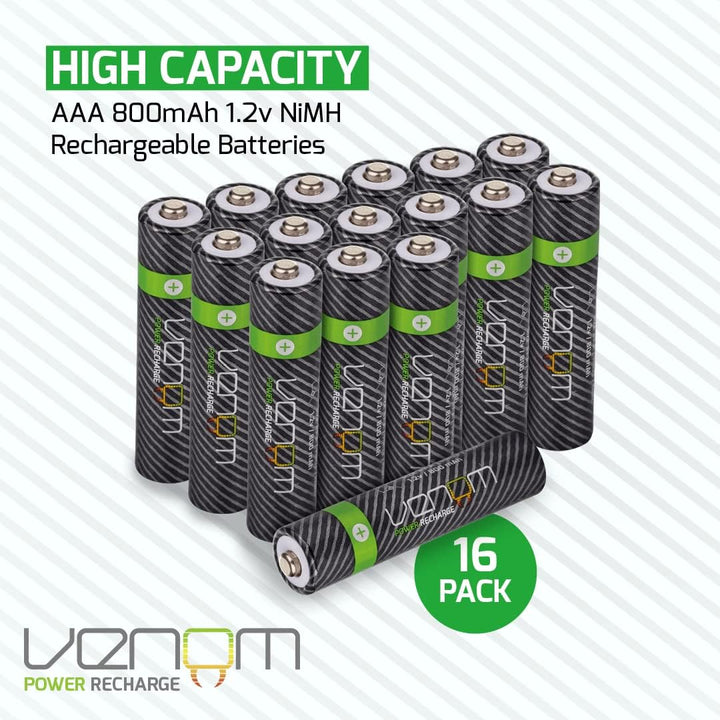 Venom Ladestation mit wiederaufladbarem Akku Plus 16 x AAA 800 mAh Batterien Dock plus 16 x AAA, Doc