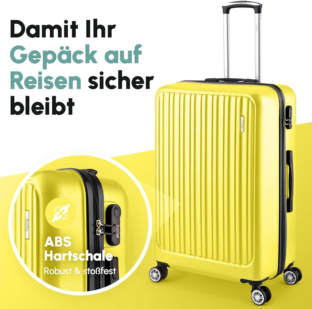 ABS Hartschalenkoffer - Ergonomisch & Sicher - Mittelgrosser Trolley Koffer mit 360° Rädern, Zahlen-