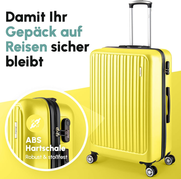 ABS Hartschalenkoffer - Ergonomisch & Sicher - Mittelgrosser Trolley Koffer mit 360° Rädern, Zahlen-
