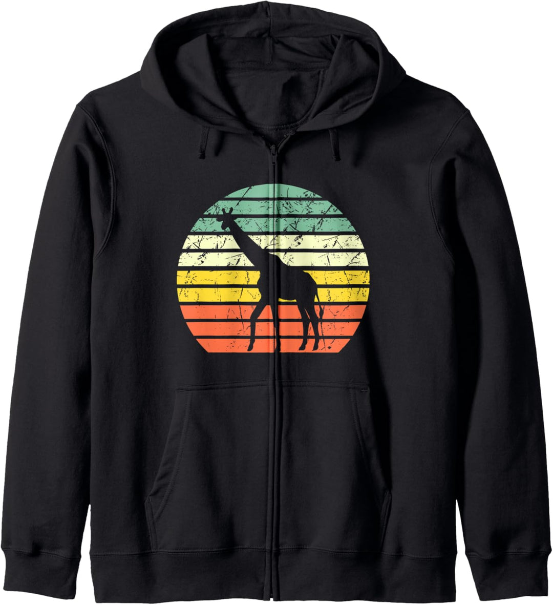 Giraffe Silhouette Zoo Tier Afrikanische Safari Vintage Kapuzenjacke