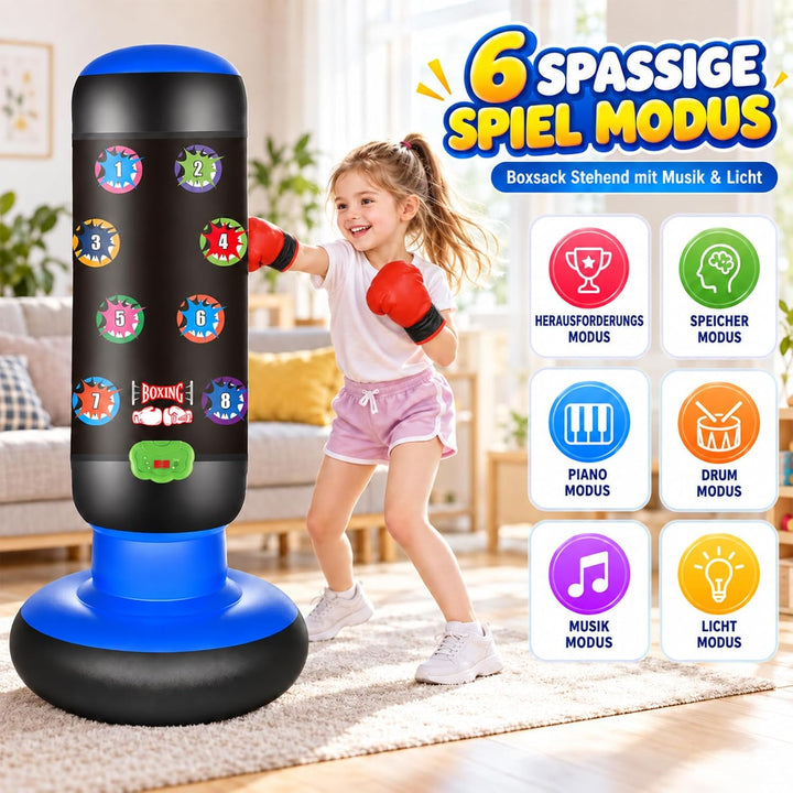 Boxsack Kinder, Boxsack Stehend mit Musik &amp; Licht, Interaktiv Punching Bag