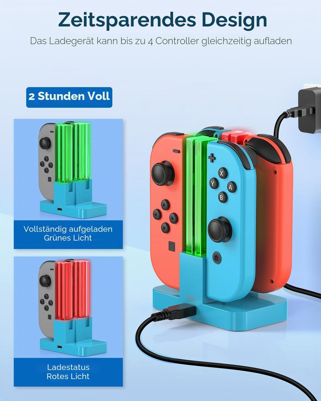 FYOUNG Switch Controller Ladestation Kompatibel Mit Nintendo OLED Joy Con - Quad Ladestation Zubehör