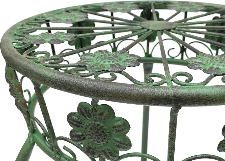 DanDiBo Blumenhocker Metall Grün Rund 75 cm Blumenständer 96008 L Blumensäule Antik Pflanzenständer