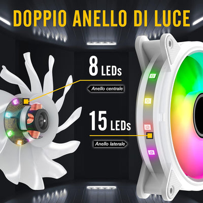 EZDIY-FAB Moonlight Ventola da 120mm RGB Case con 10-Port Fan Hub X e Telecomando,Scheda Madre Aura