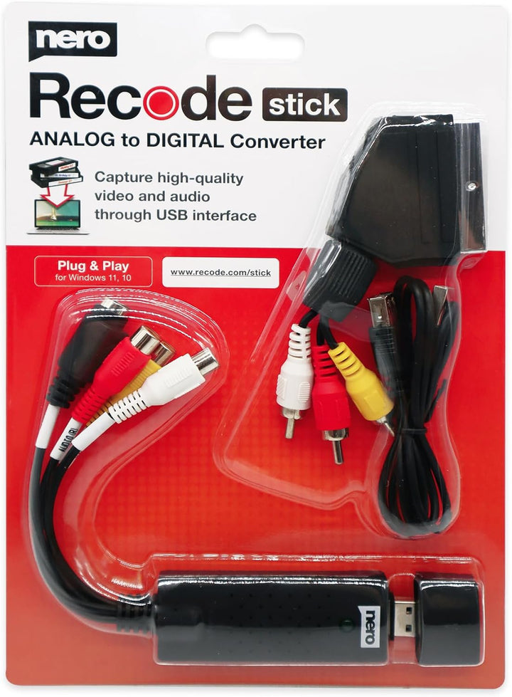 Nero VHS zu USB Video Grabber Recode Stick inkl. Videobearbeitungssoftware | Videoschnitt | Videokas