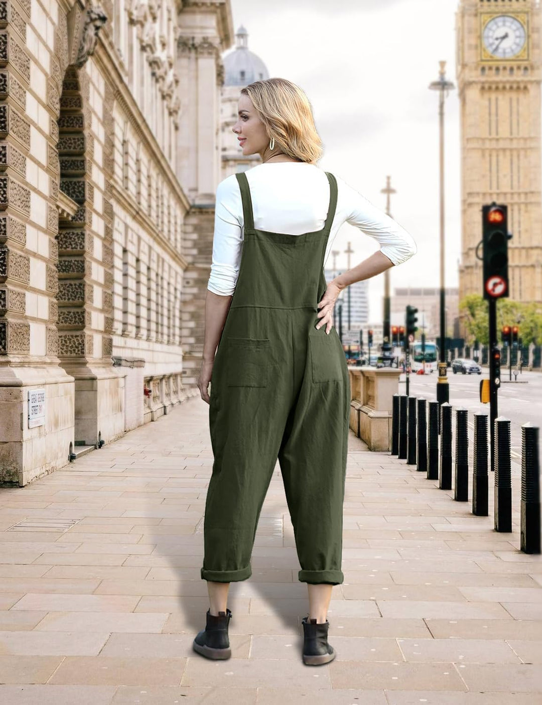 YESNO Damen Latzhose Sommer Oversize Trägerhose Beiläufig Loose Bib Pants Overall Baggy Jumpsuit Str
