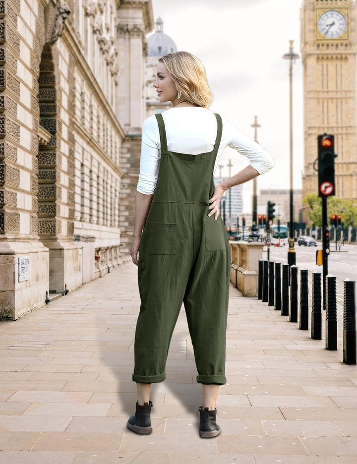 YESNO Damen Latzhose Sommer Oversize Trägerhose Beiläufig Loose Bib Pants Overall Baggy Jumpsuit Str