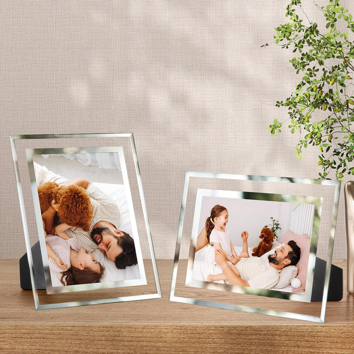 Giftgarden Bilderrahmen 13x18 cm Glas, Hochzeit Fotorahmen Silber für 18x13 Bilder, 2er Set Geburtst