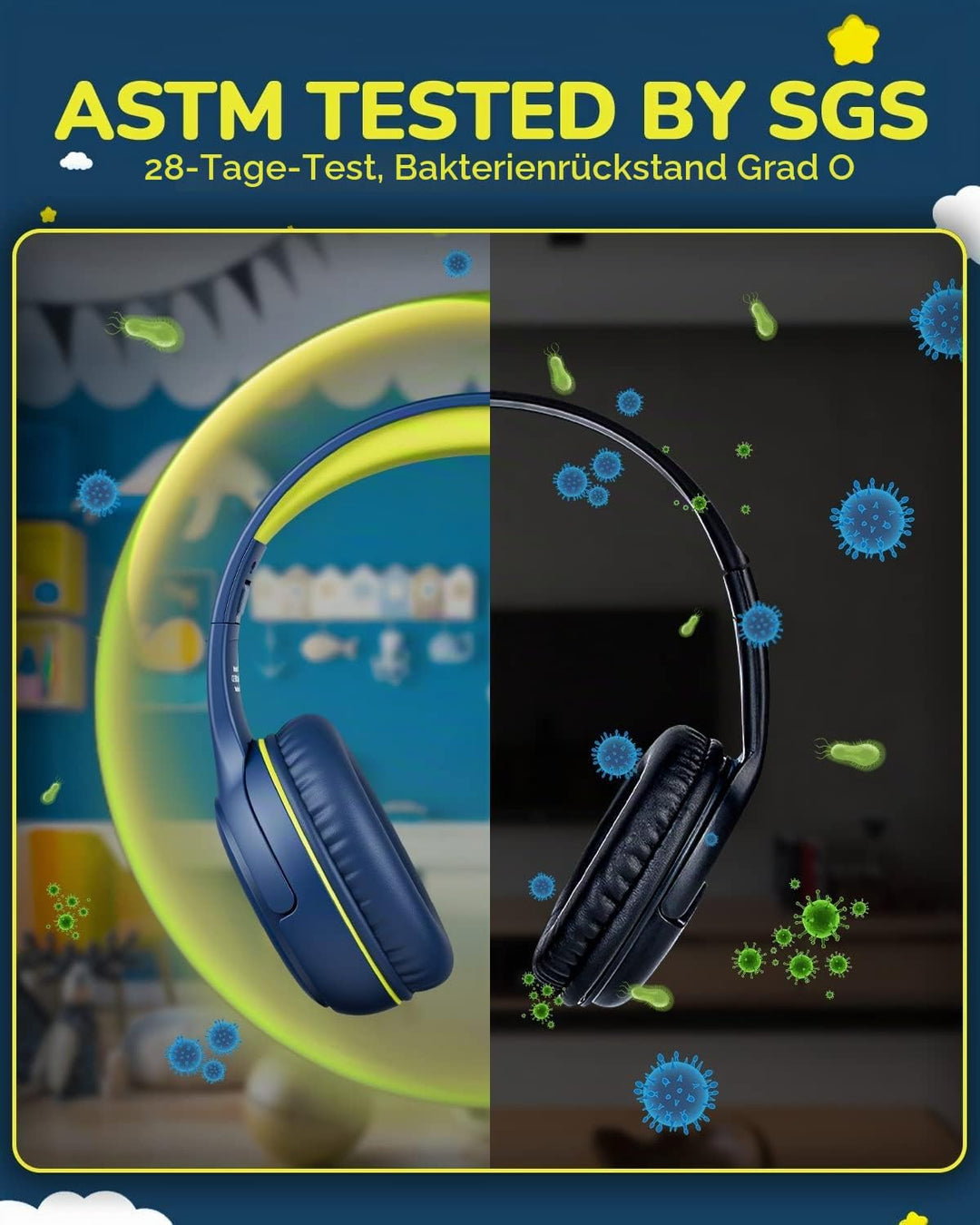awatrue Kinder Kopfhörer[2 Pack], Kabel Kinderkopfhörer mit Mikrofon, Kopfhörer Kinder für Schule/Re