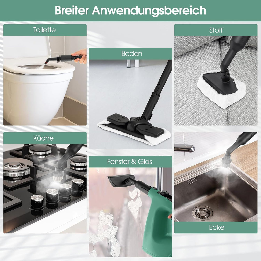 GOPLUS Dampfreiniger 1500W, Tragbarer Mehrzweck-Dampfreiniger: Dampfdruck: 2 Bar, 400 ML Wassertank,