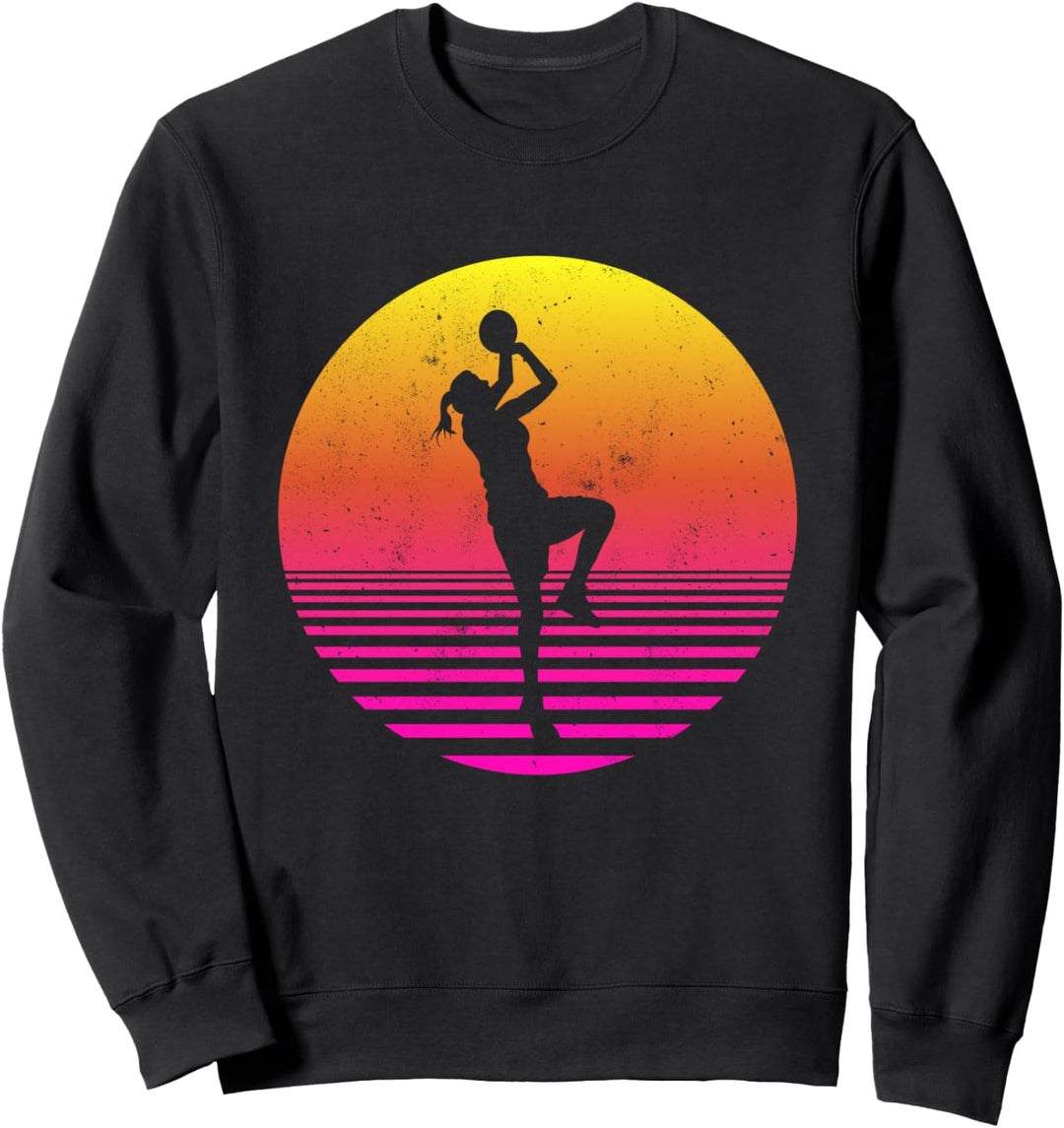 Basketball Mädchen Frauen Vintage Retro Sweatshirt