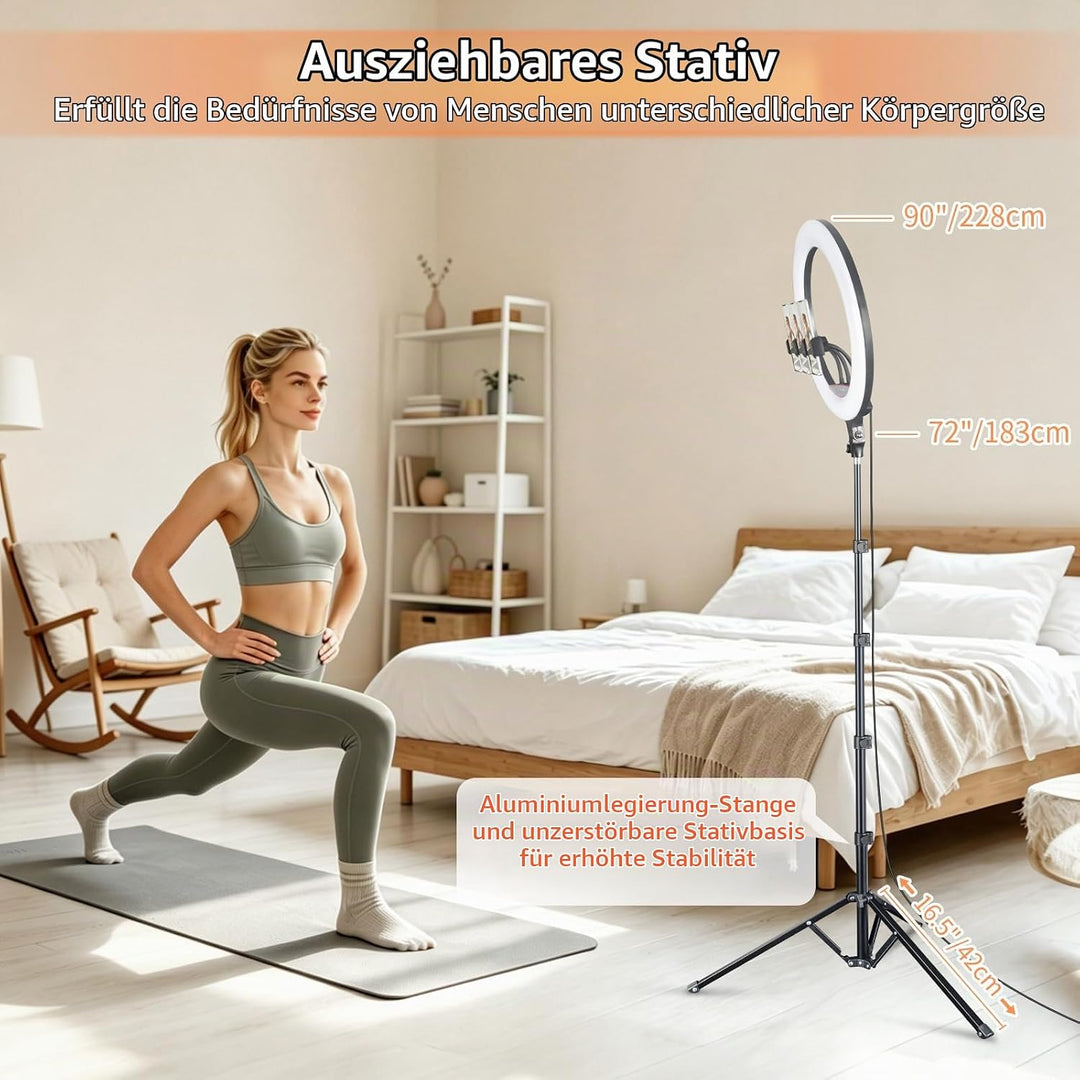18 Zoll Ringlicht Gross mit Stativ Handy 18 Zoll ohne Akku, 18 Zoll ohne Akku