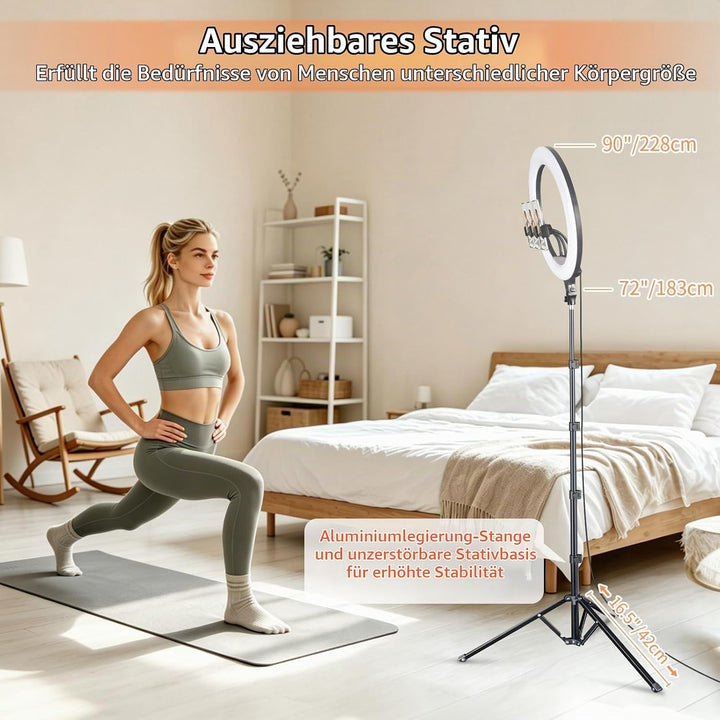 18 Zoll Ringlicht Gross mit Stativ Handy 18 Zoll ohne Akku, 18 Zoll ohne Akku