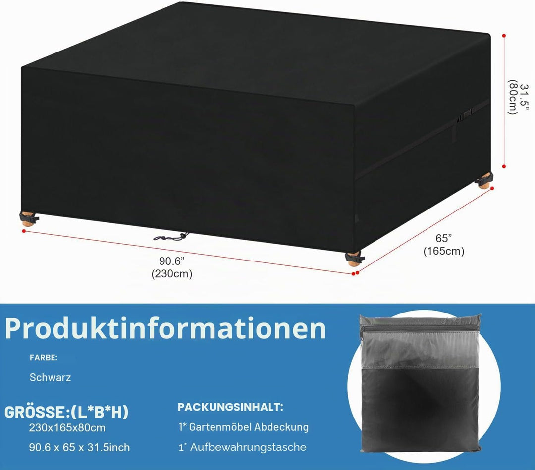 VANSHEIM Gartenmöbel Abdeckung Wasserdicht Schutzhülle Gartenmöbel Abdeckplane Gartenmöbel abdeckhau