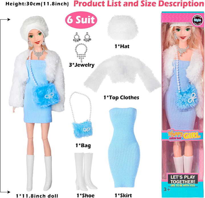 Mode 6 Pack 11,5 Zoll amerikanisches Spielzeug Prinecess Puppen Spielset mit Outfits Kleid Design un