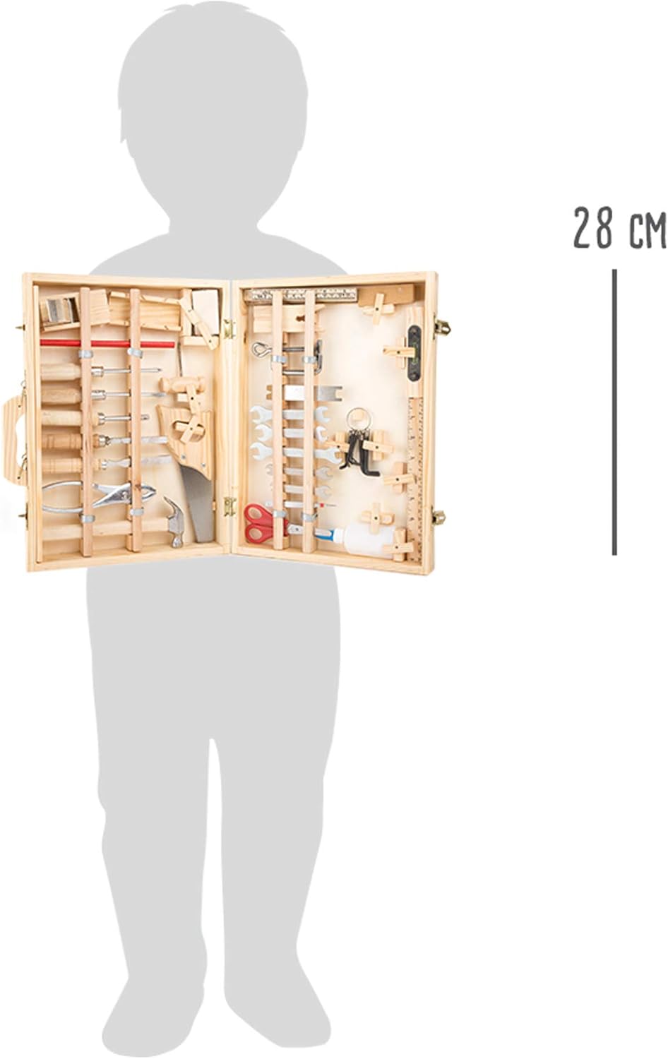small foot Werkzeugkoffer Deluxe aus Holz, mit Zubehör, wie Hammer, Säge, Hobel uvm, ab 6 Jahren, 22