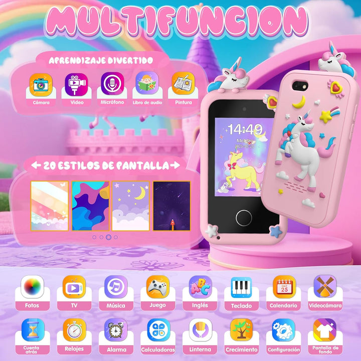 Fippesax Kinder Handy Smartphone Spielzeug, Kinderkamera 2,8" Touchscreen Handy für Mädchen Jungen,