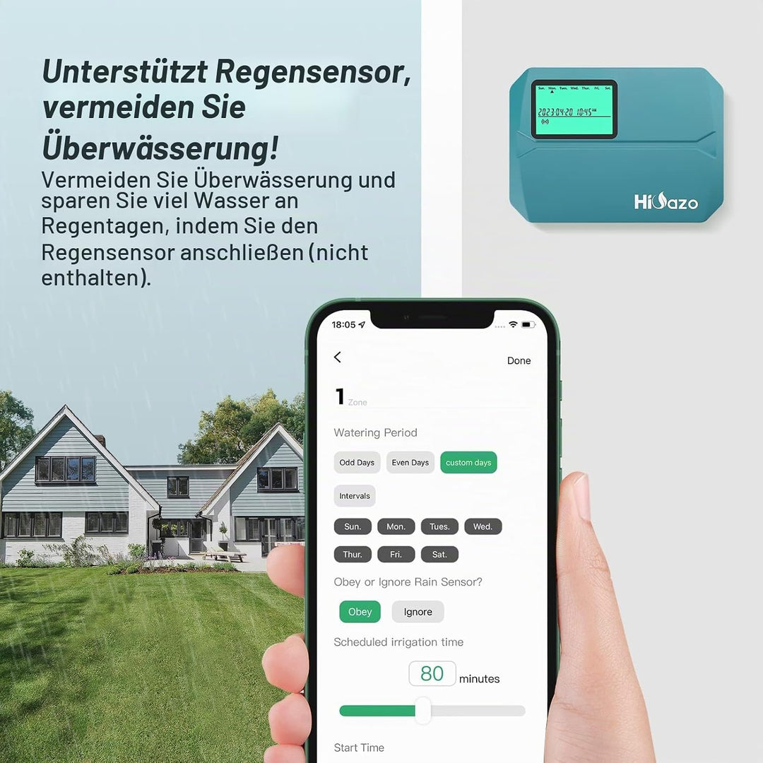 bewässerungscomputer, WiFi Sprinkler Bewässerungssystem Timer, 8 Zonen, Innen Aussenbewässerungssyst