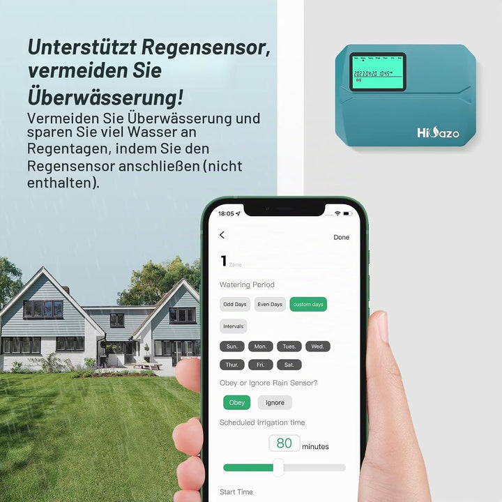 bewässerungscomputer, WiFi Sprinkler Bewässerungssystem Timer, 8 Zonen, Innen Aussenbewässerungssyst