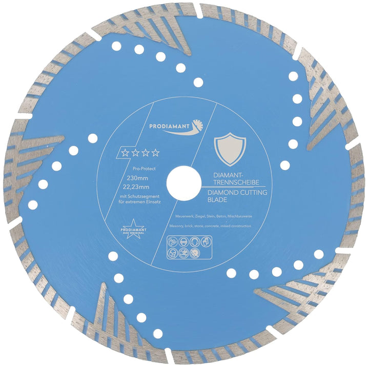 PRODIAMANT Diamant-Trennscheibe Pro Protect 230 mm x 22,2 mm mit Schutzsegmenten für Mauerwerk Beton