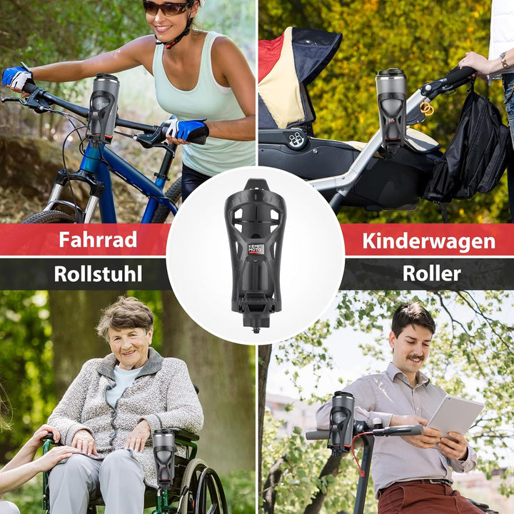 KEMIMOTO Fahrrad Flaschenhalter, Getränkehalter Fahrrad, Trinkflaschenhalter mit 1.5-4cm Metallklemm