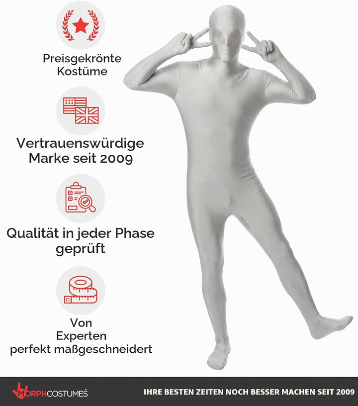 Morphsuits MSSI2 Farbe Costume Body Suit, Silber, XXL Silber XXL, Silber XXL