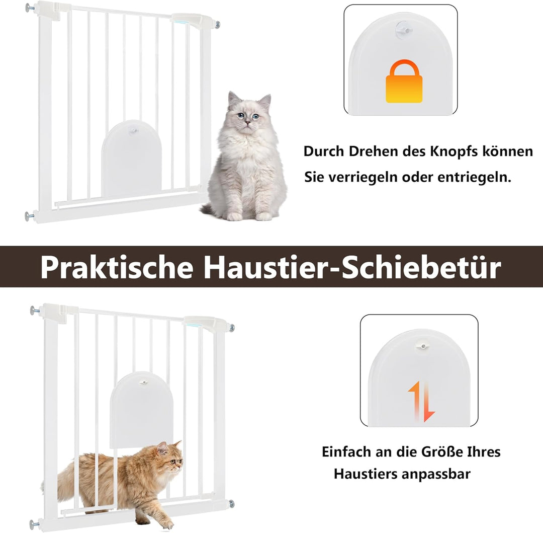 QEENTOE Türschutzgitter ohne Bohren 85-95 cm,Treppenschutzgitter Treppengitter mit Schiebe Haustierö