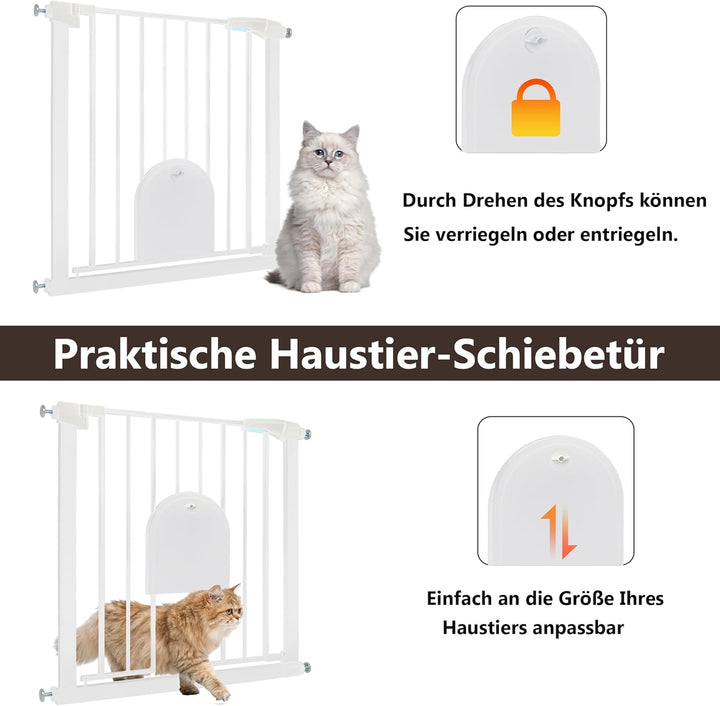 QEENTOE Türschutzgitter ohne Bohren 85-95 cm,Treppenschutzgitter Treppengitter mit Schiebe Haustierö