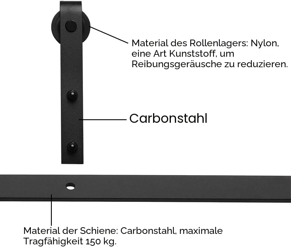 9FT/274 cm Schiebetür Kit Scheunentor Hardware Schiebetür Hardware Kit für Eine Tür/J-Form/LWZH 9FT=
