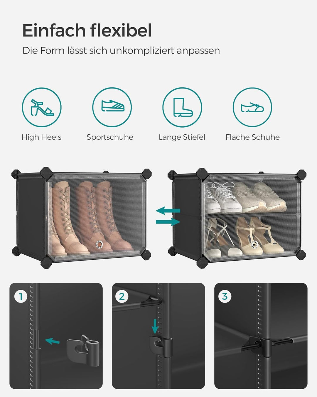 SONGMICS Schuhregal, Schuhschrank, für Garderobe und Eingangsbereich, anpassbar, 8 Fächer, für bis z