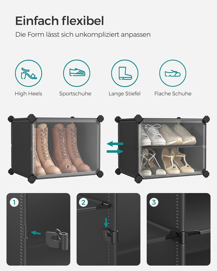SONGMICS Schuhregal, Schuhschrank, für Garderobe und Eingangsbereich, anpassbar, 8 Fächer, für bis z