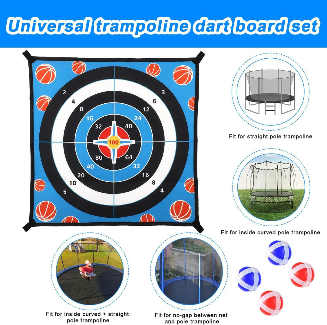 Trampolin Dartbrett Spielzubehör, Dartbrett Kinder mit 12 Klebebällen Zubehör Trampolin Spielzeug Tr