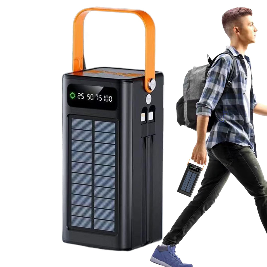 Solar Ladegerät, 120W Outdoor Powerbank, 50000mAh Überlebensausrüstung mit Licht 4 Ausgänge 3 Eingän