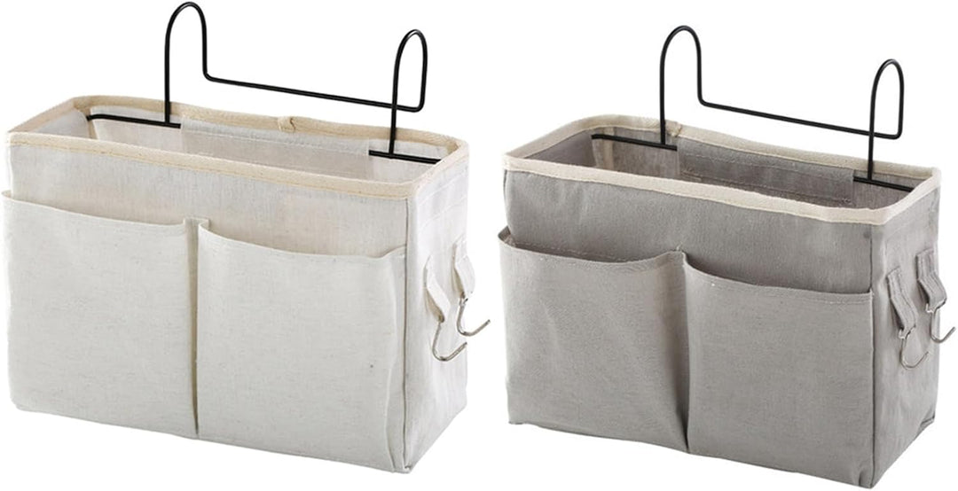 Disnace 2Pcs Betttasche Bett Organizer Hängetasche Aufbewahrungstasche, Hängetasche Faltbares Leinen