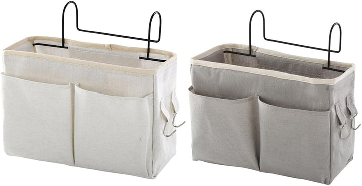 Disnace 2Pcs Betttasche Bett Organizer Hängetasche Aufbewahrungstasche, Hängetasche Faltbares Leinen