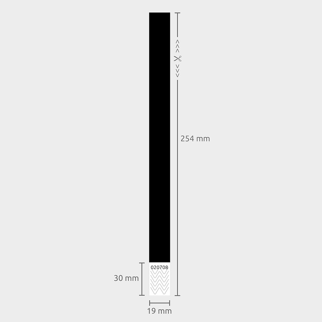 linie zwo ®, 1000 Stück Einlassbänder/Securebänder Tyvek ® 19 x 254 mm, Schwarz, Schwarz