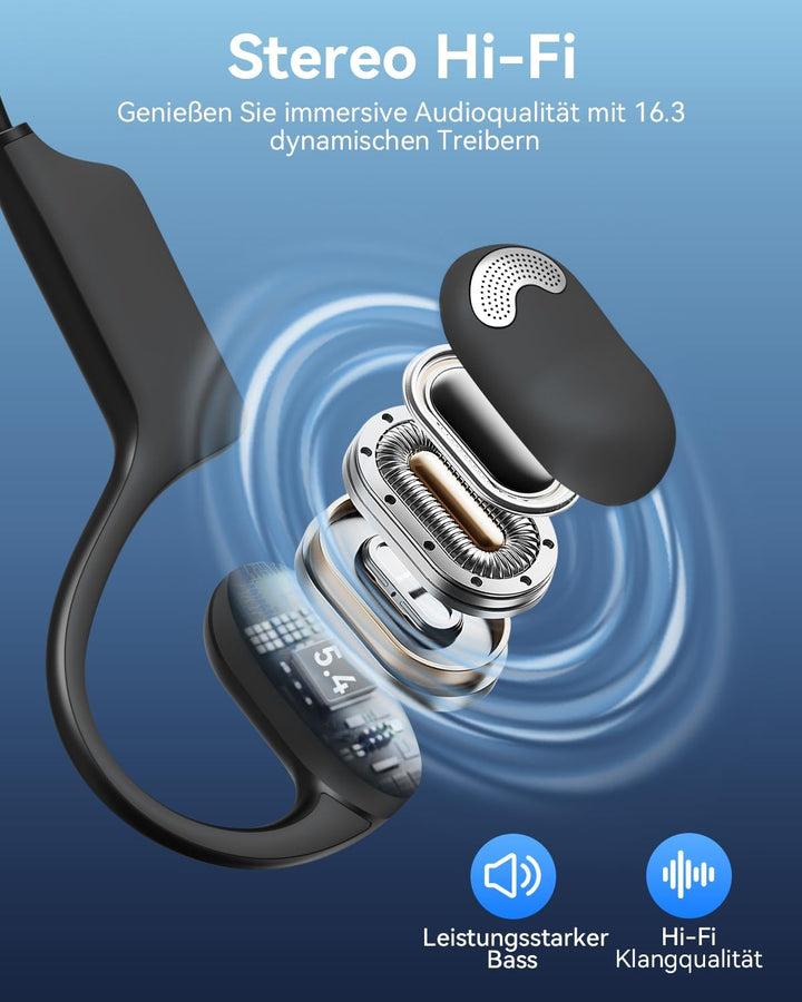Bluetooth-Kopfhörer mit Mikrofon, offene Ohr Kopfhörer w/Geräuschdämpfungsmikrofon für Telefon PC Co
