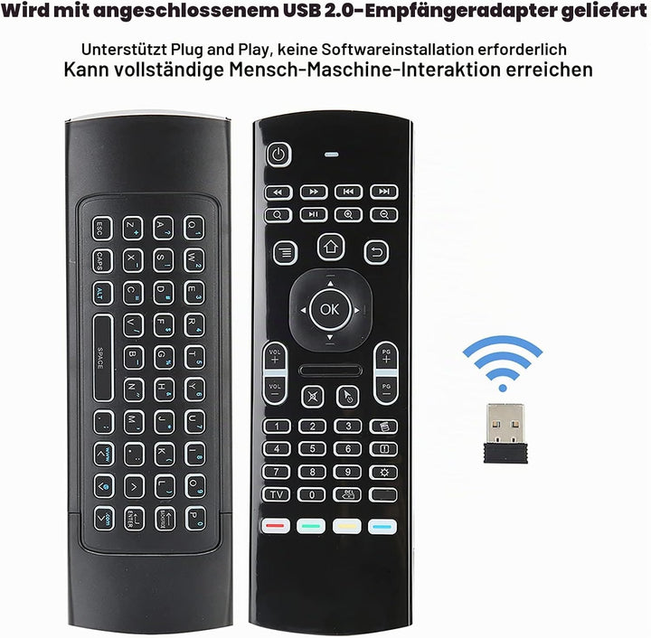 Air Mouse, 2,4 G Wireless Backlight Full Keyboard, Smart TV-Fernbedienung, Game Handle mit Motion Se
