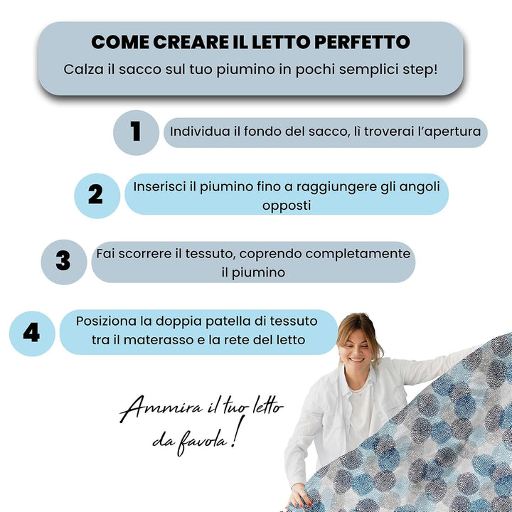 Italian Bed Linen Fantasy Bettbezug, Soffioni Blu, Doppelte
