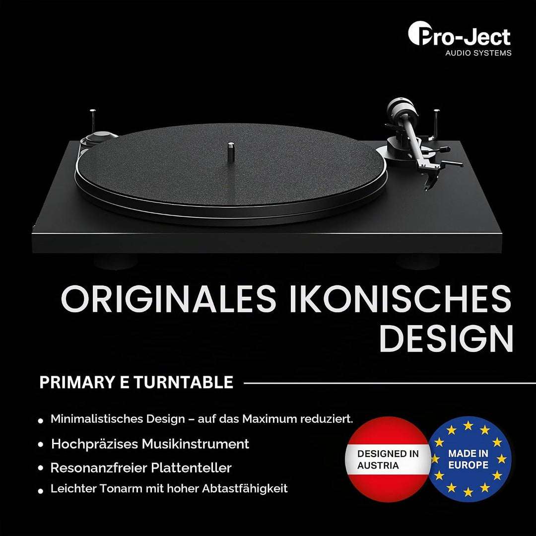 Pro-Ject Primary E Phono, Audiophiler Plug&amp;Play Plattenspieler mit integrierter Phono Vorstufe (Rot)
